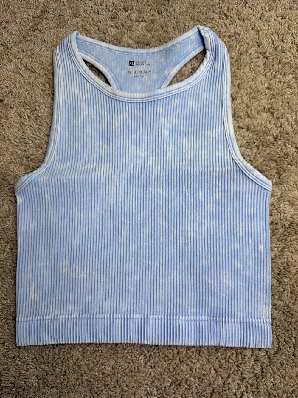 Ribbed Light Blue Racerback Crop Tank
